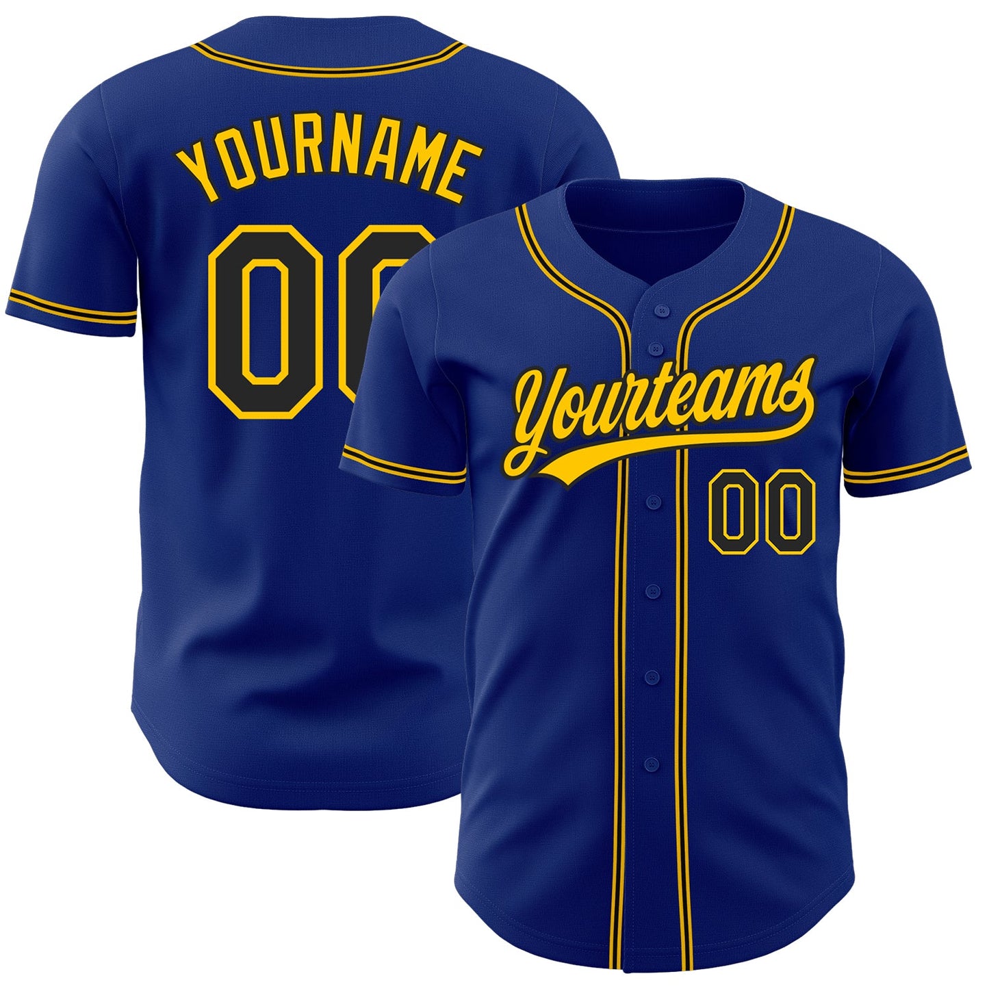 Custom Royal Black-Gold Authentic Baseball Jersey - Main View
