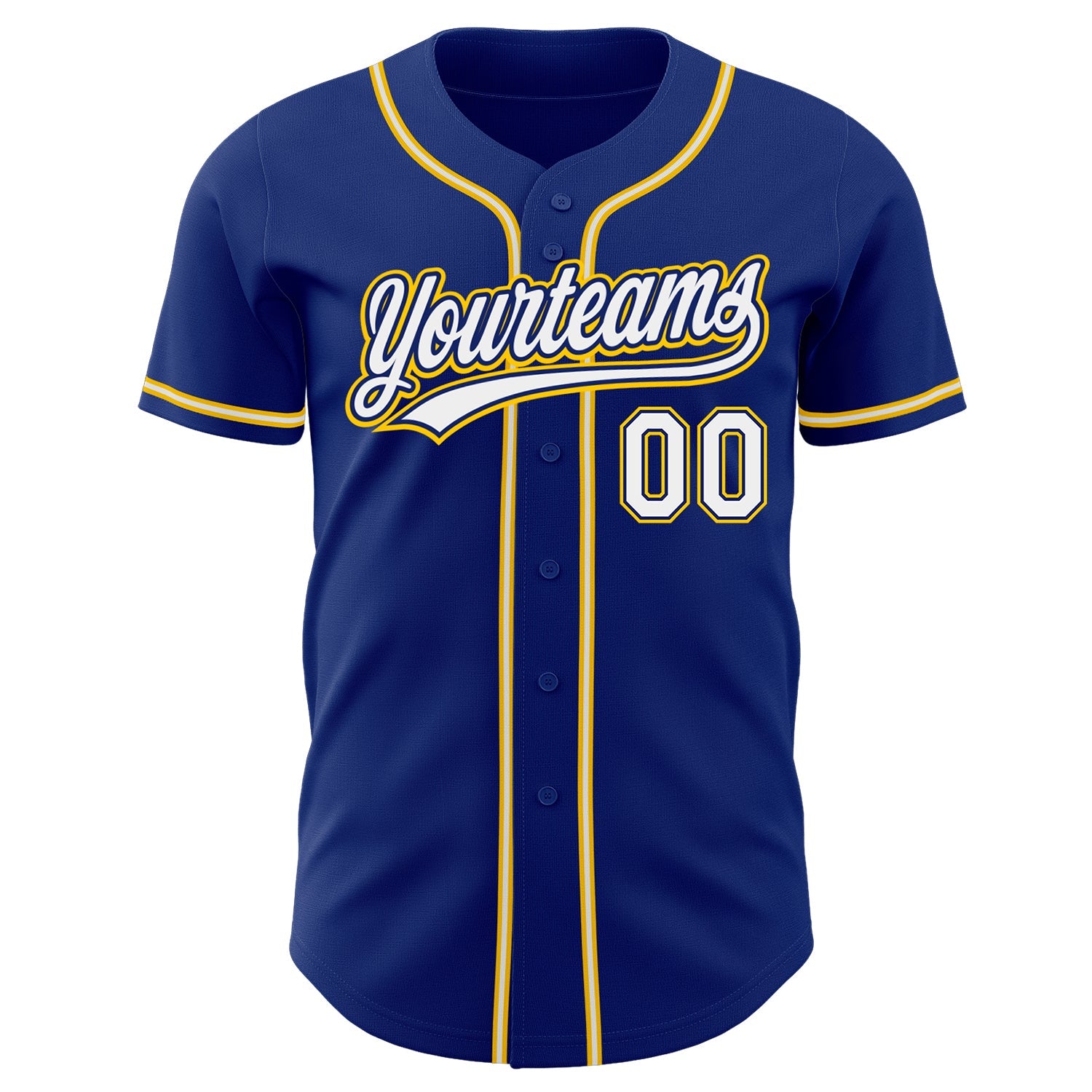 Custom Royal White-Gold Authentic Baseball Jersey view 2