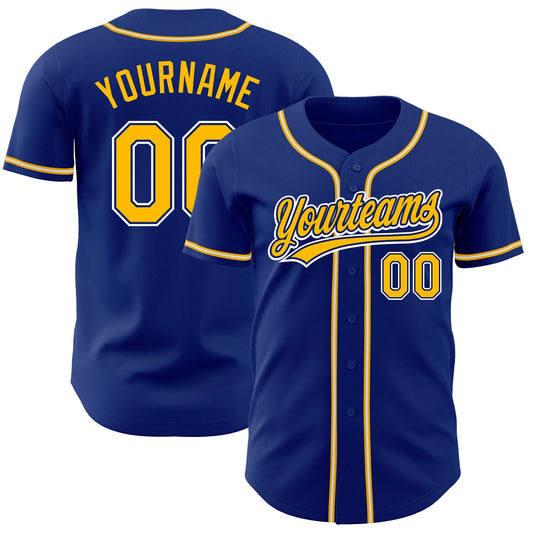 Custom Royal Gold-White Authentic Baseball Jersey - Main View