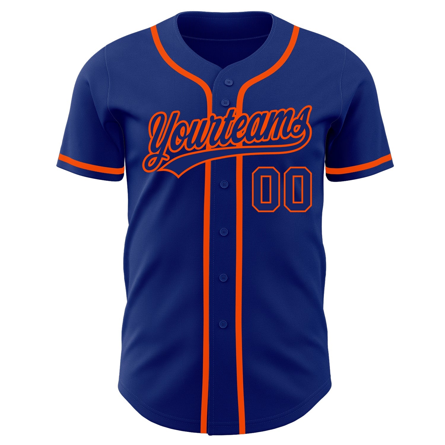 Custom Royal Royal-Orange Authentic Baseball Jersey view 2