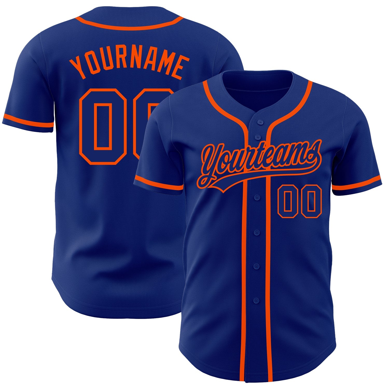 Custom Royal Royal-Orange Authentic Baseball Jersey - Main View