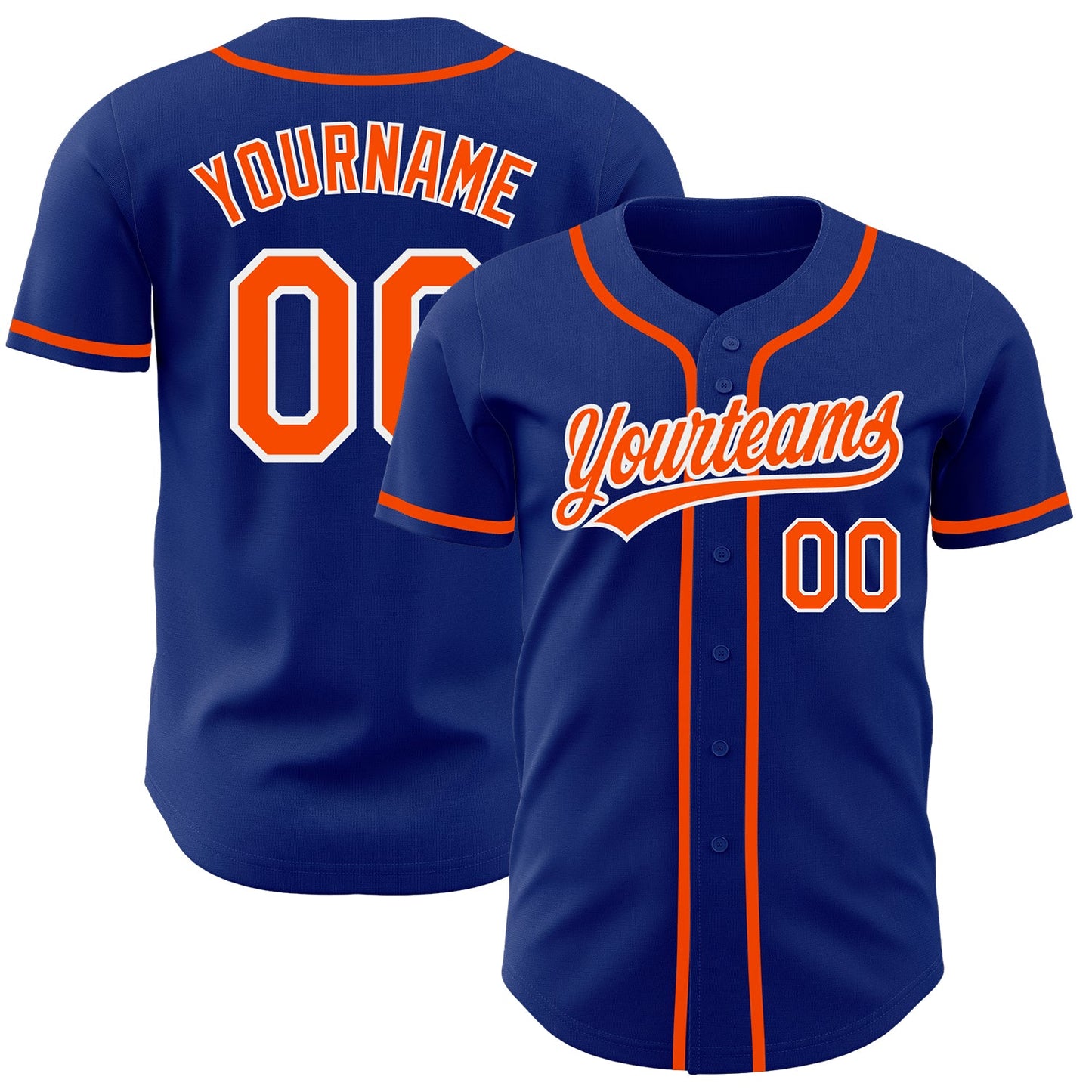 Custom Royal Orange-White Authentic Baseball Jersey - Main View
