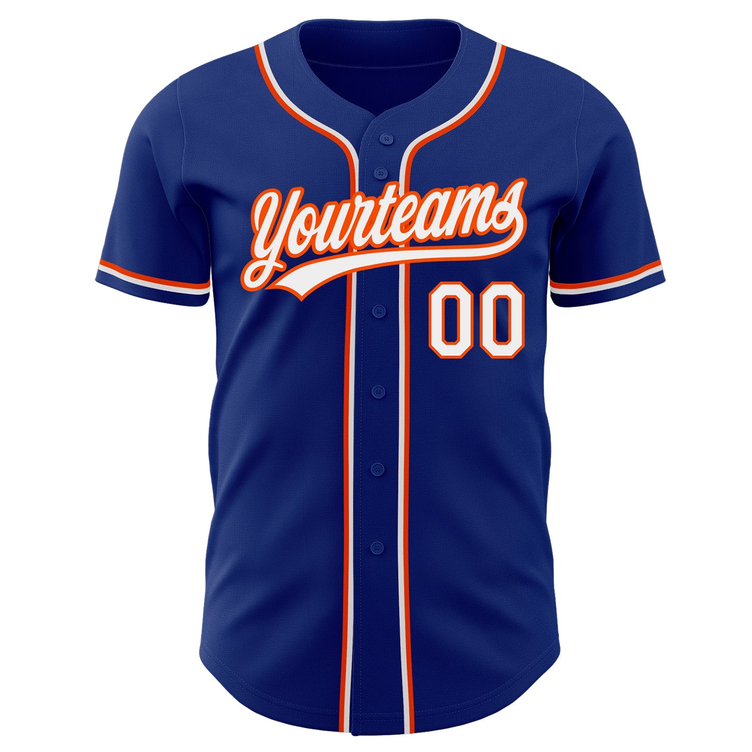 Custom Royal White-Orange Authentic Baseball Jersey view 2