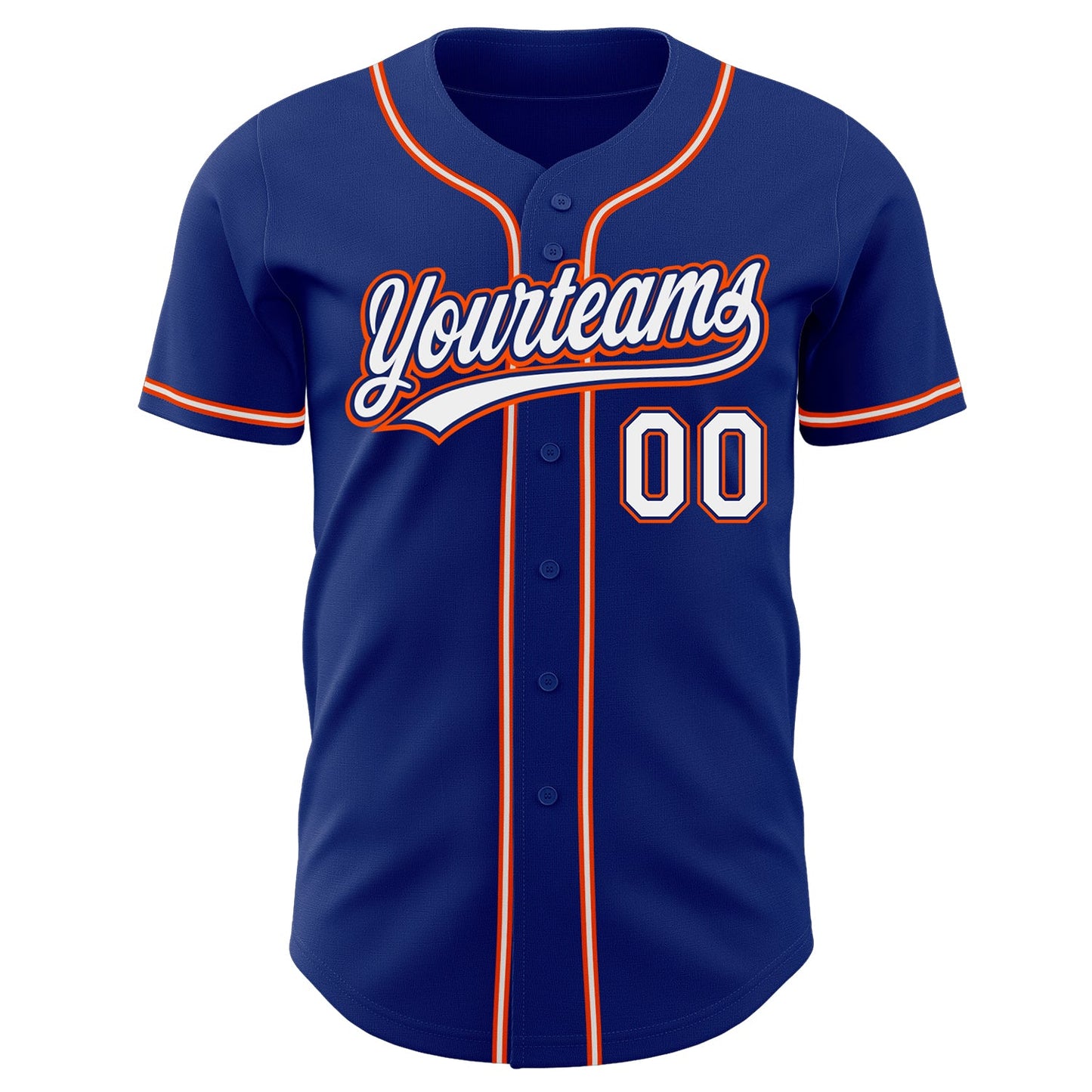 Custom Royal White-Orange Authentic Baseball Jersey view 2