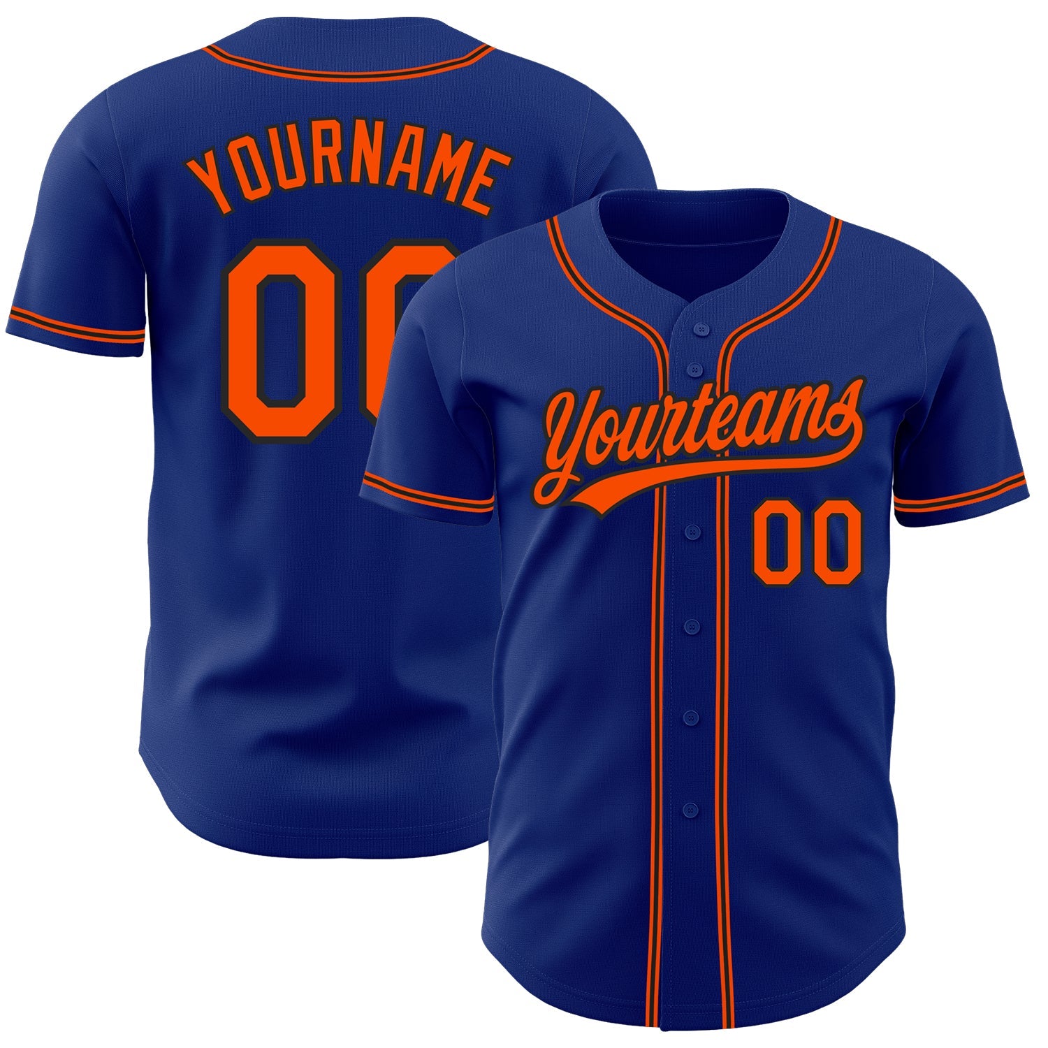 Custom Royal Orange-Black Authentic Baseball Jersey - Main View