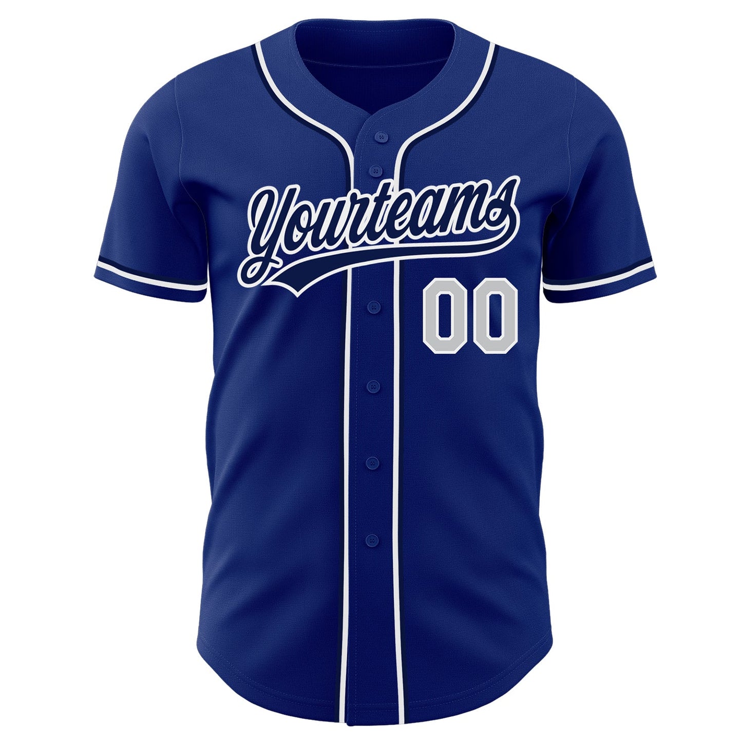Custom Royal Gray-White Authentic Baseball Jersey view 2