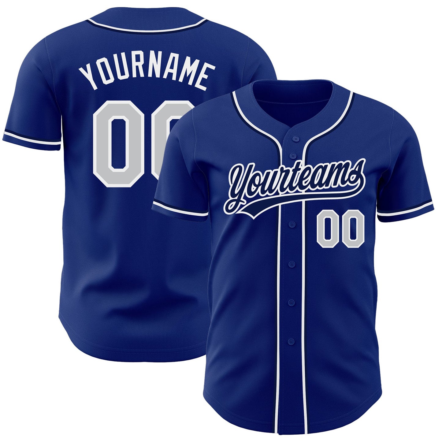 Custom Royal Gray-White Authentic Baseball Jersey - Main View