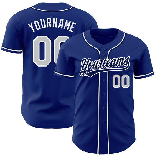 Custom Royal Gray-White Authentic Baseball Jersey - Main View