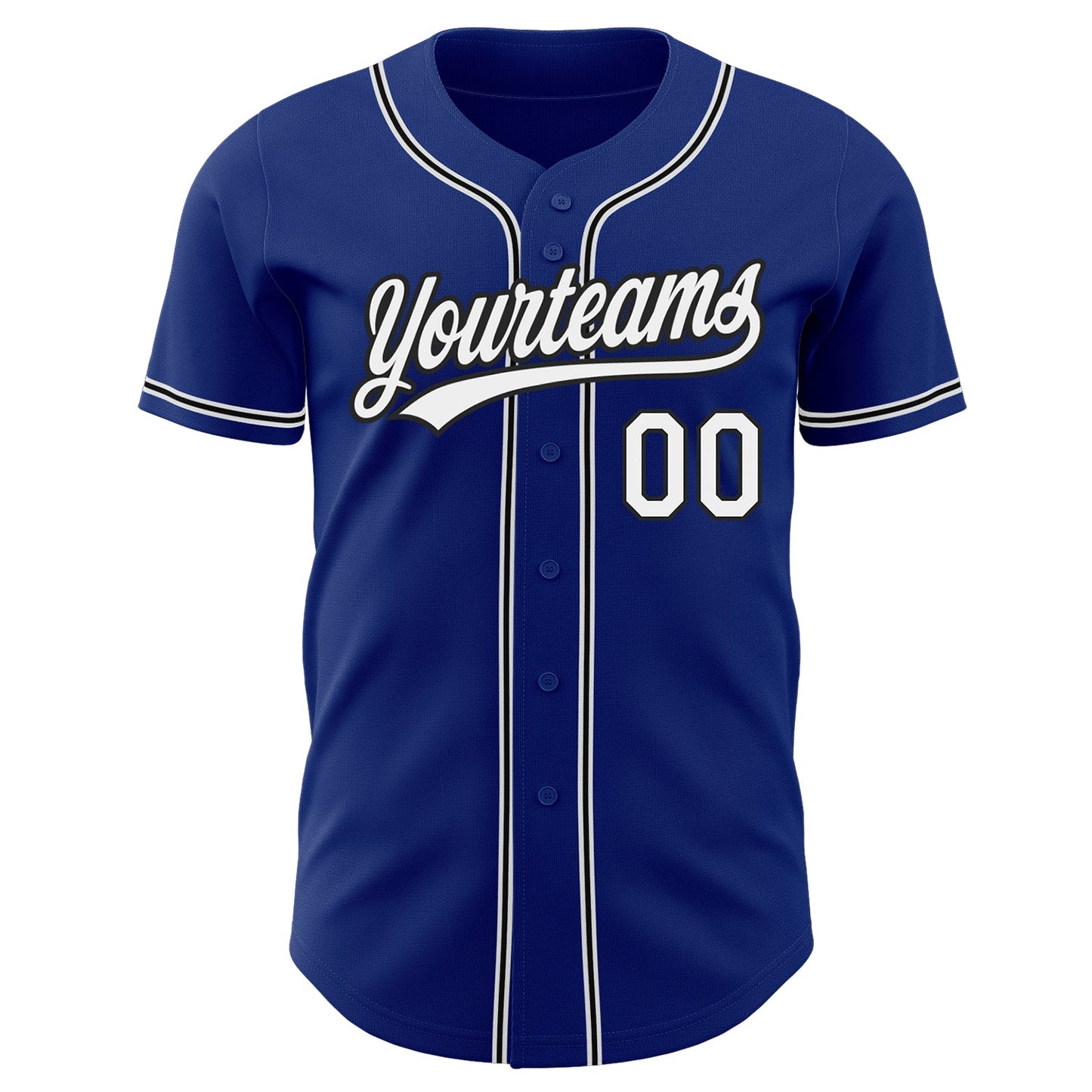 Custom Royal White-Black Authentic Baseball Jersey view 2