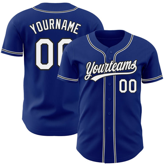 Custom Royal White-Black Authentic Baseball Jersey - Main View