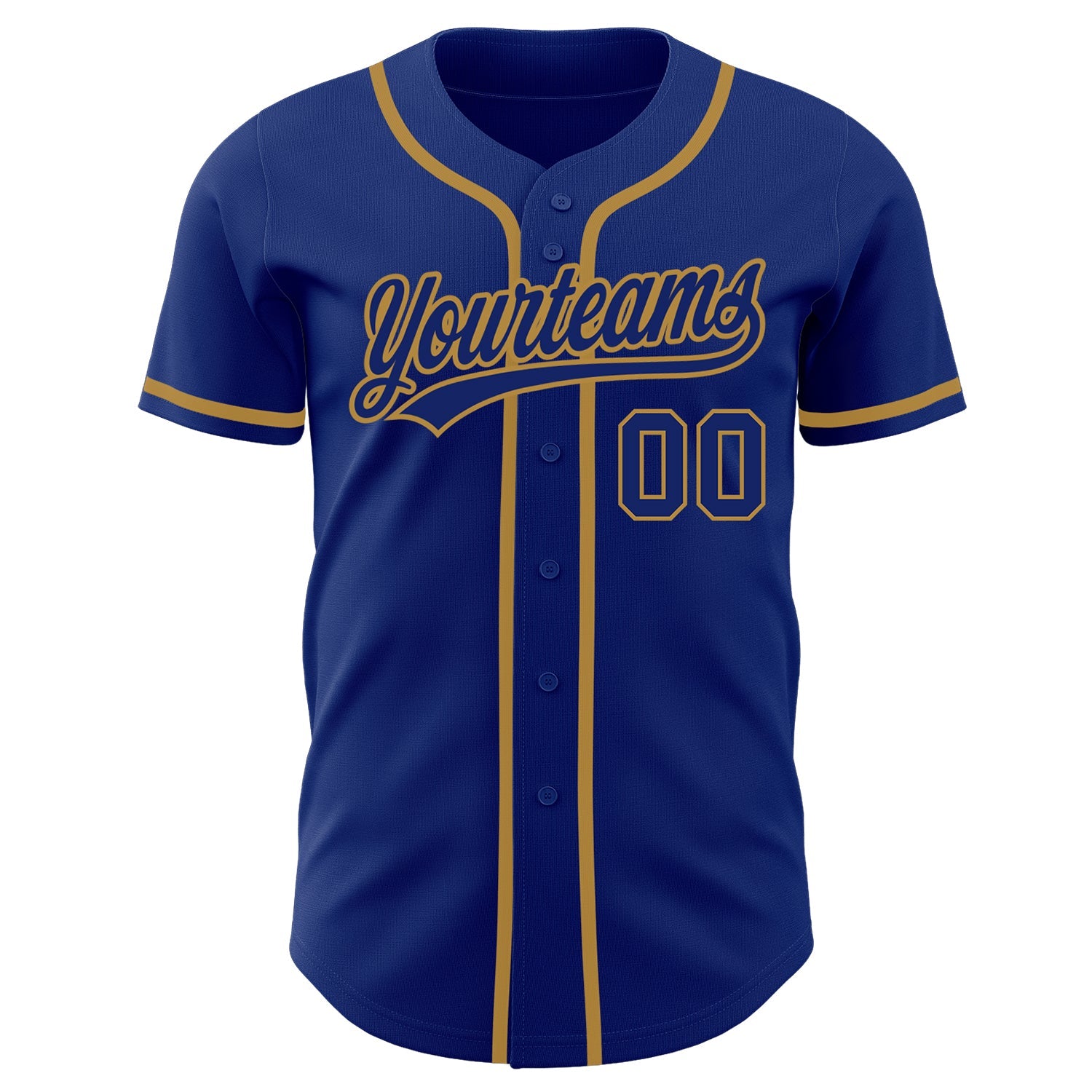Custom Royal Royal-Old Gold Authentic Baseball Jersey view 2