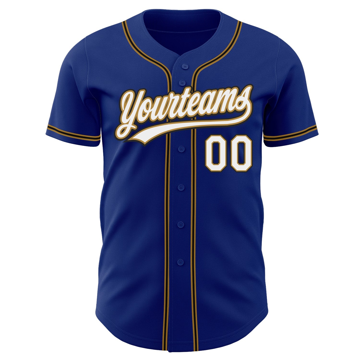 Custom Royal White Old Gold-Black Authentic Baseball Jersey view 2