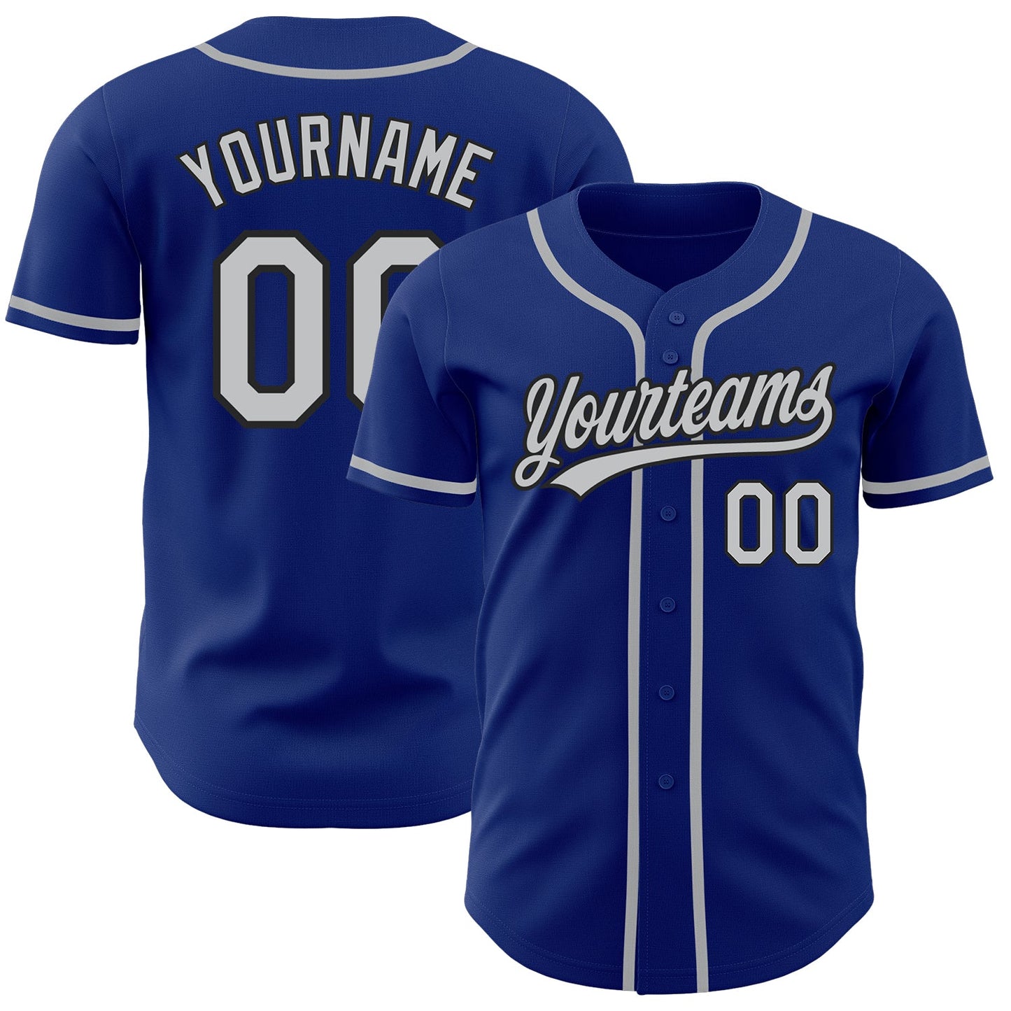 Custom Royal Gray-Black Authentic Baseball Jersey - Main View