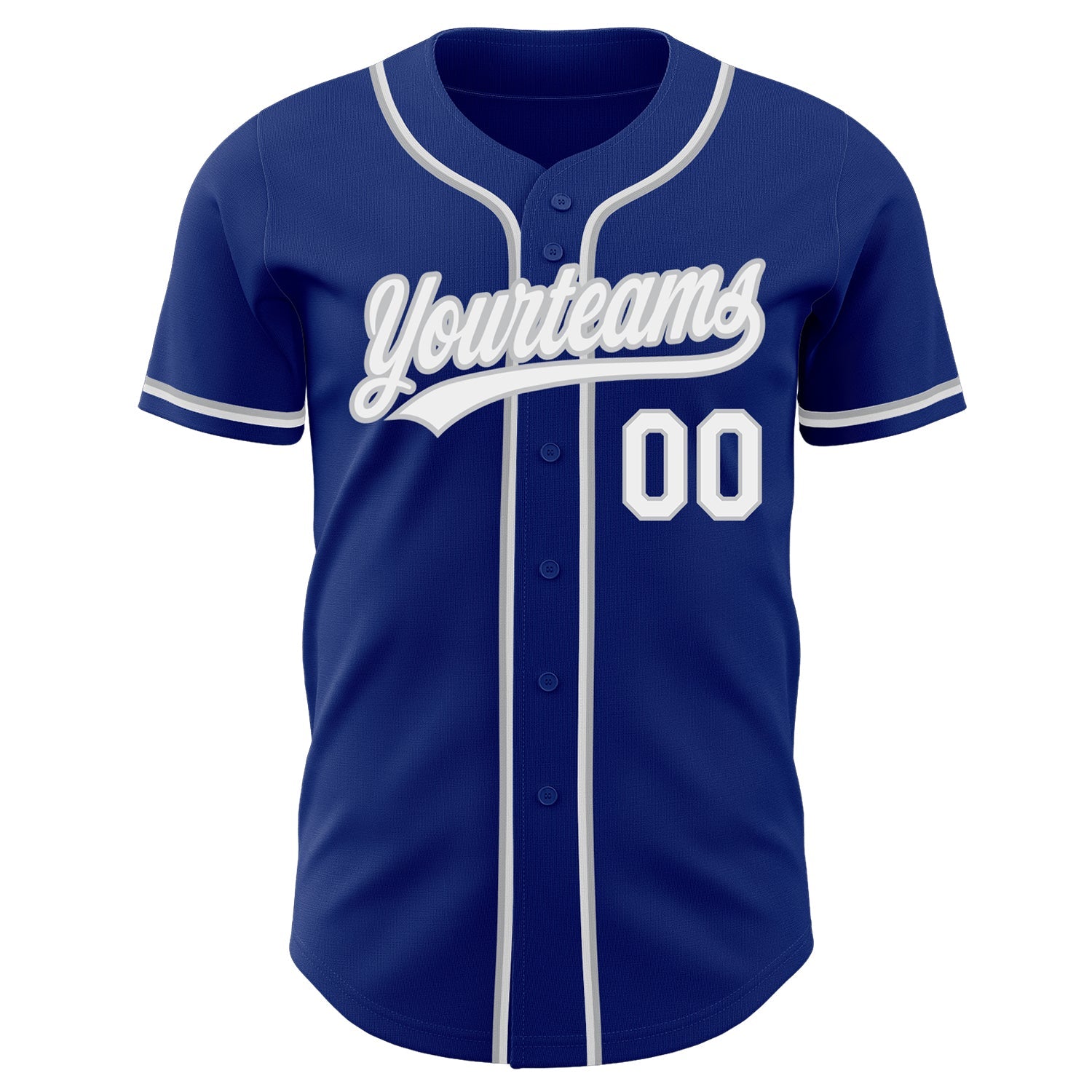 Custom Royal White-Gray Authentic Baseball Jersey view 2