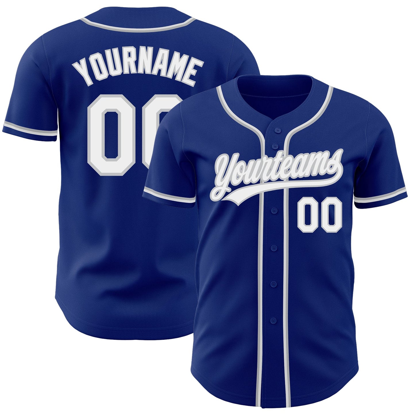 Custom Royal White-Gray Authentic Baseball Jersey - Main View