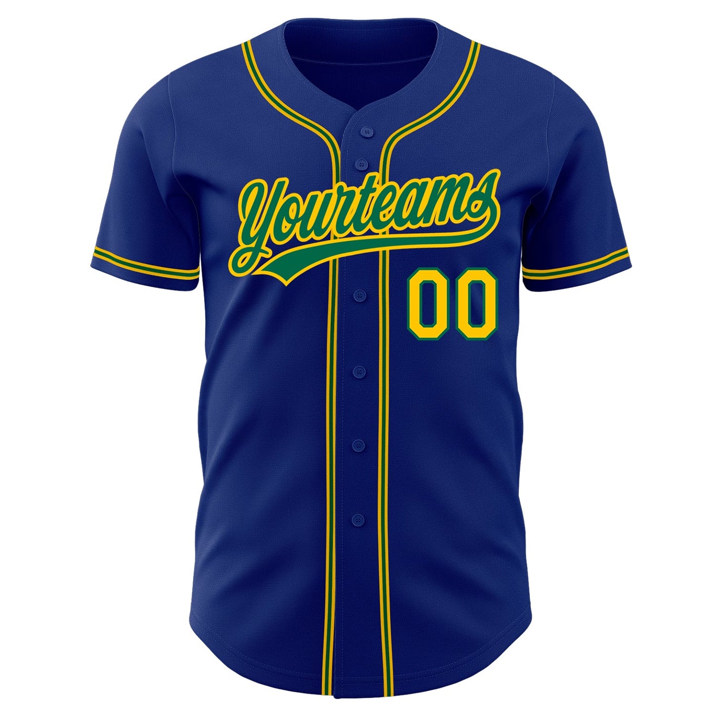 Custom Royal Gold-Kelly Green Authentic Baseball Jersey view 2