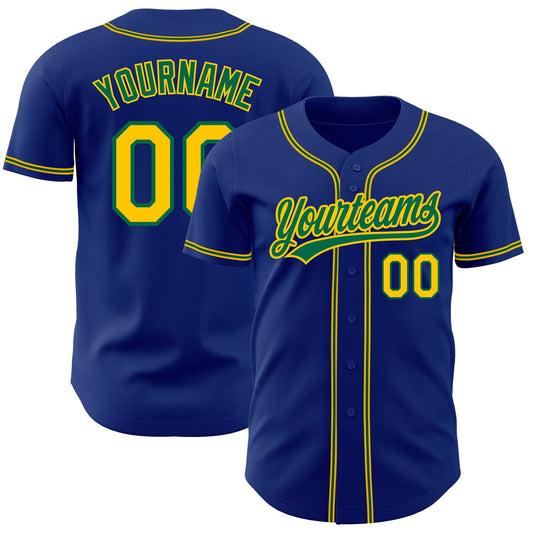 Custom Royal Gold-Kelly Green Authentic Baseball Jersey - Main View