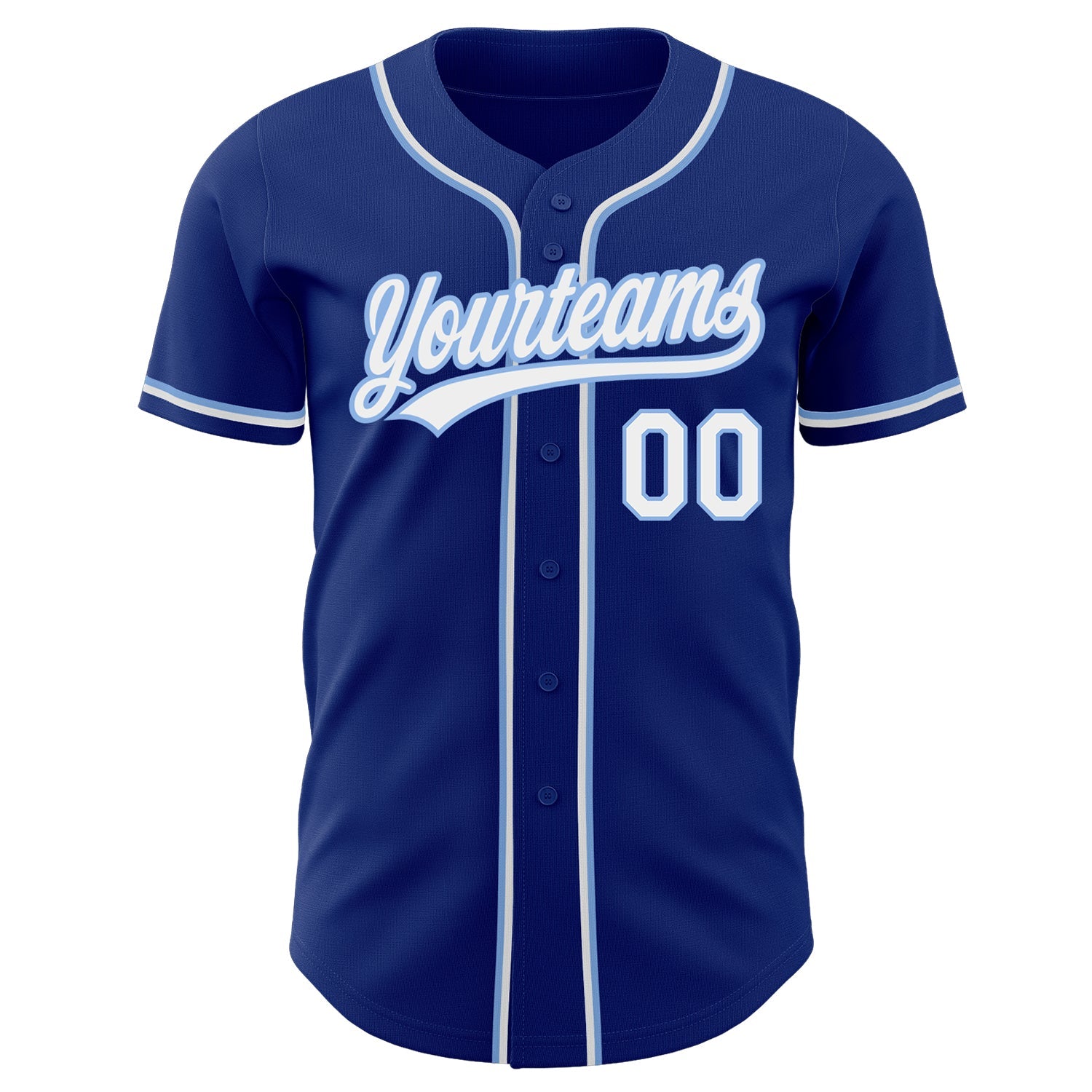 Custom Royal White-Light Blue Authentic Baseball Jersey view 2