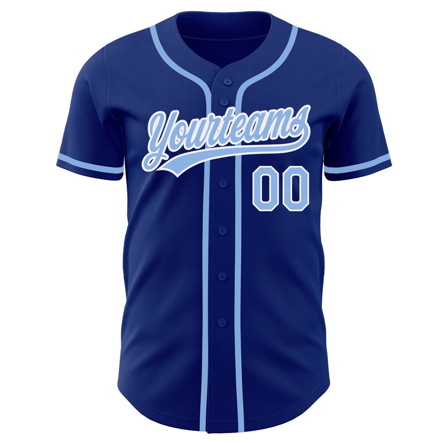 Custom Royal Light Blue-White Authentic Baseball Jersey view 2