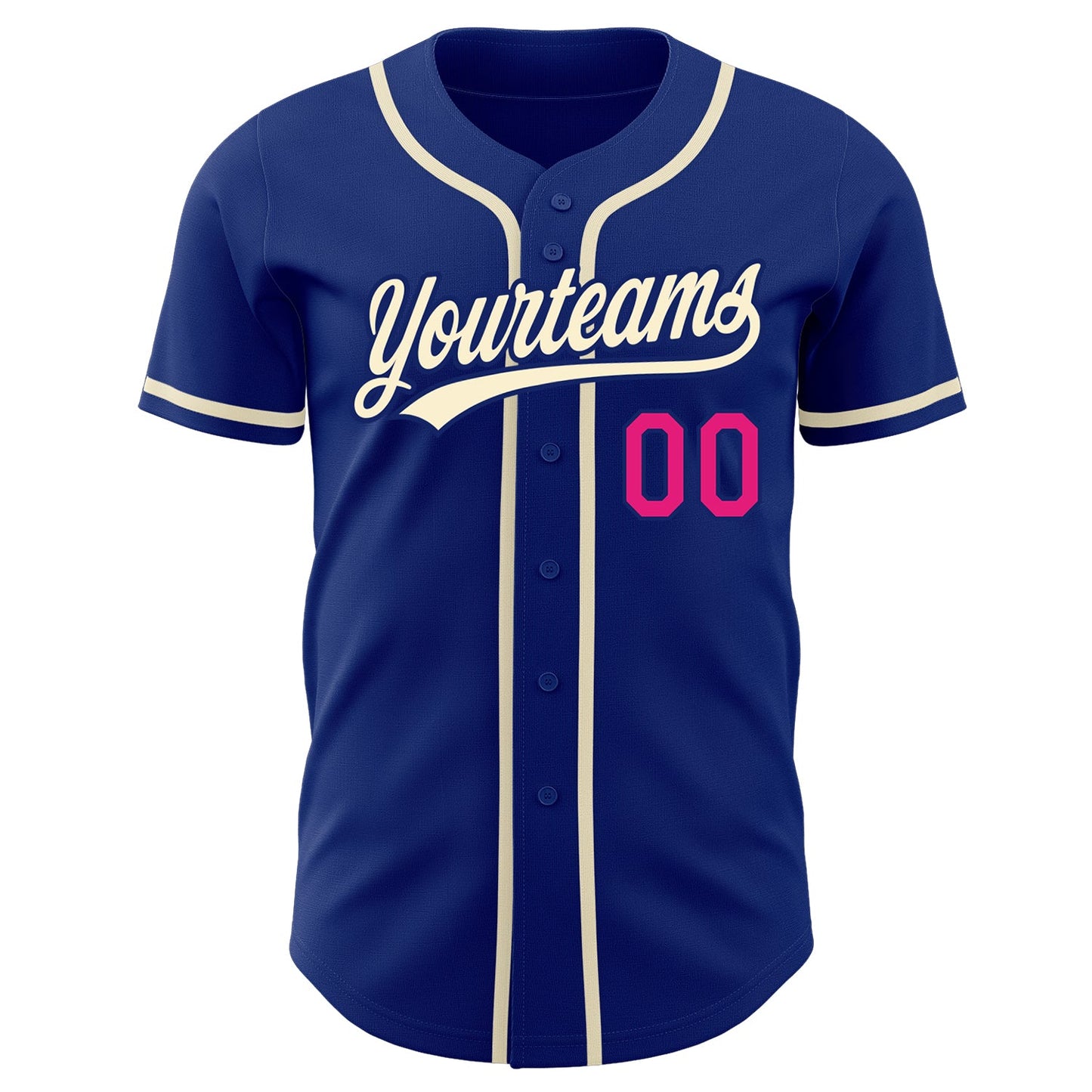 Custom Royal Cream-Hot Pink Authentic Baseball Jersey view 2