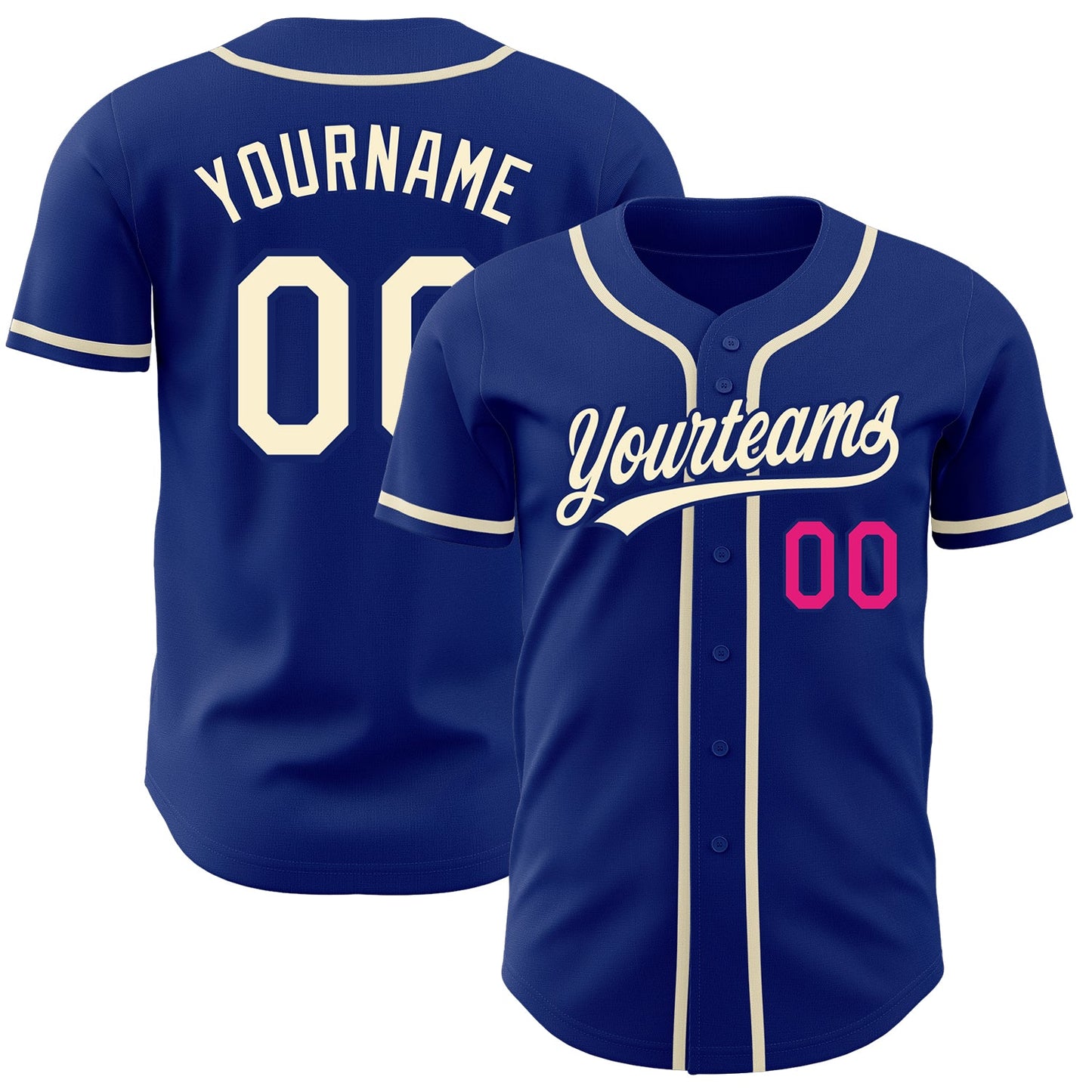 Custom Royal Cream-Hot Pink Authentic Baseball Jersey - Main View
