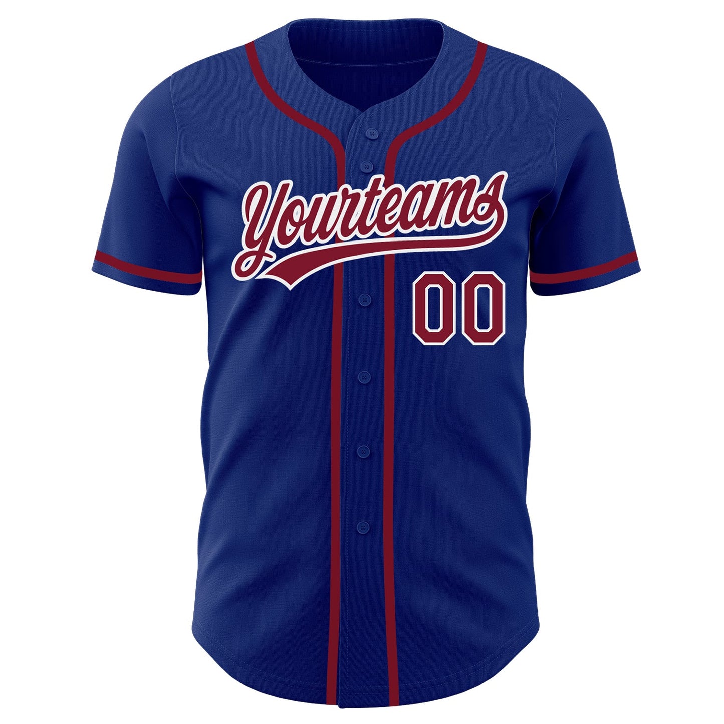 Custom Royal Crimson-White Authentic Baseball Jersey view 2
