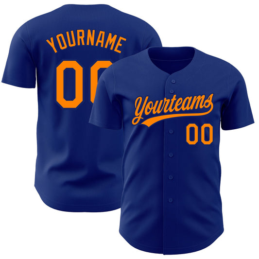 Custom Royal Bay Orange Authentic Baseball Jersey - Main View