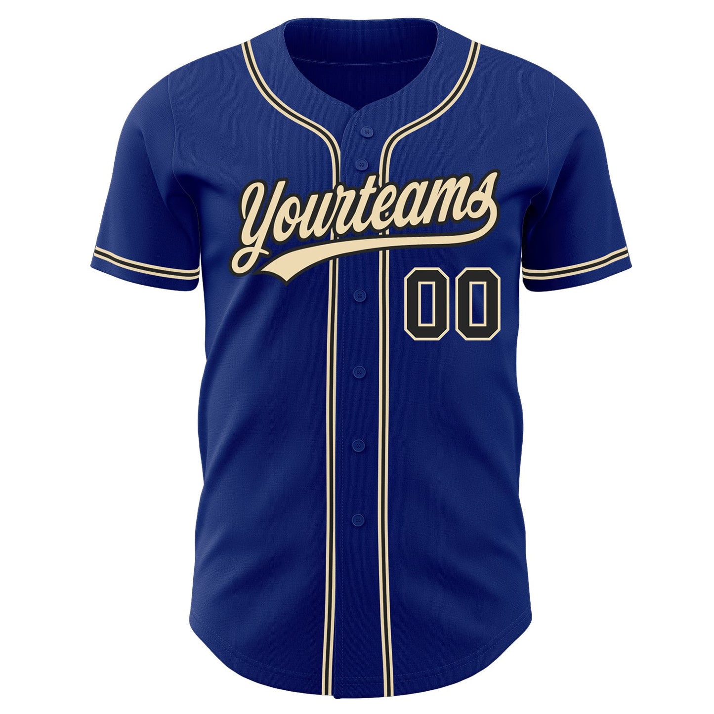 Custom Royal Black-City Cream Authentic Baseball Jersey view 2