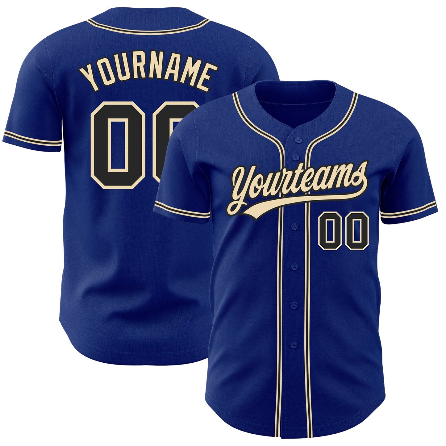 Custom Royal Black-City Cream Authentic Baseball Jersey - Main View
