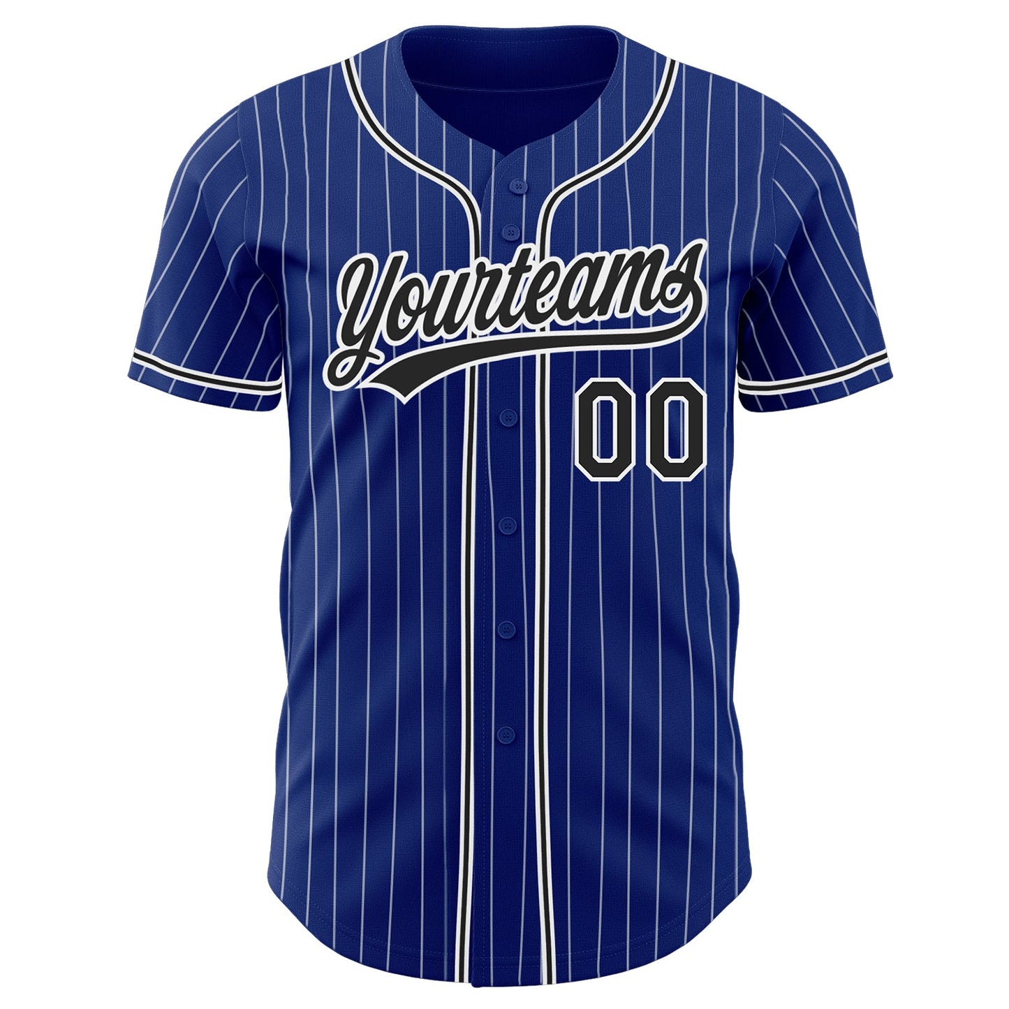 Custom Royal White Pinstripe Black Authentic Baseball Jersey view 2