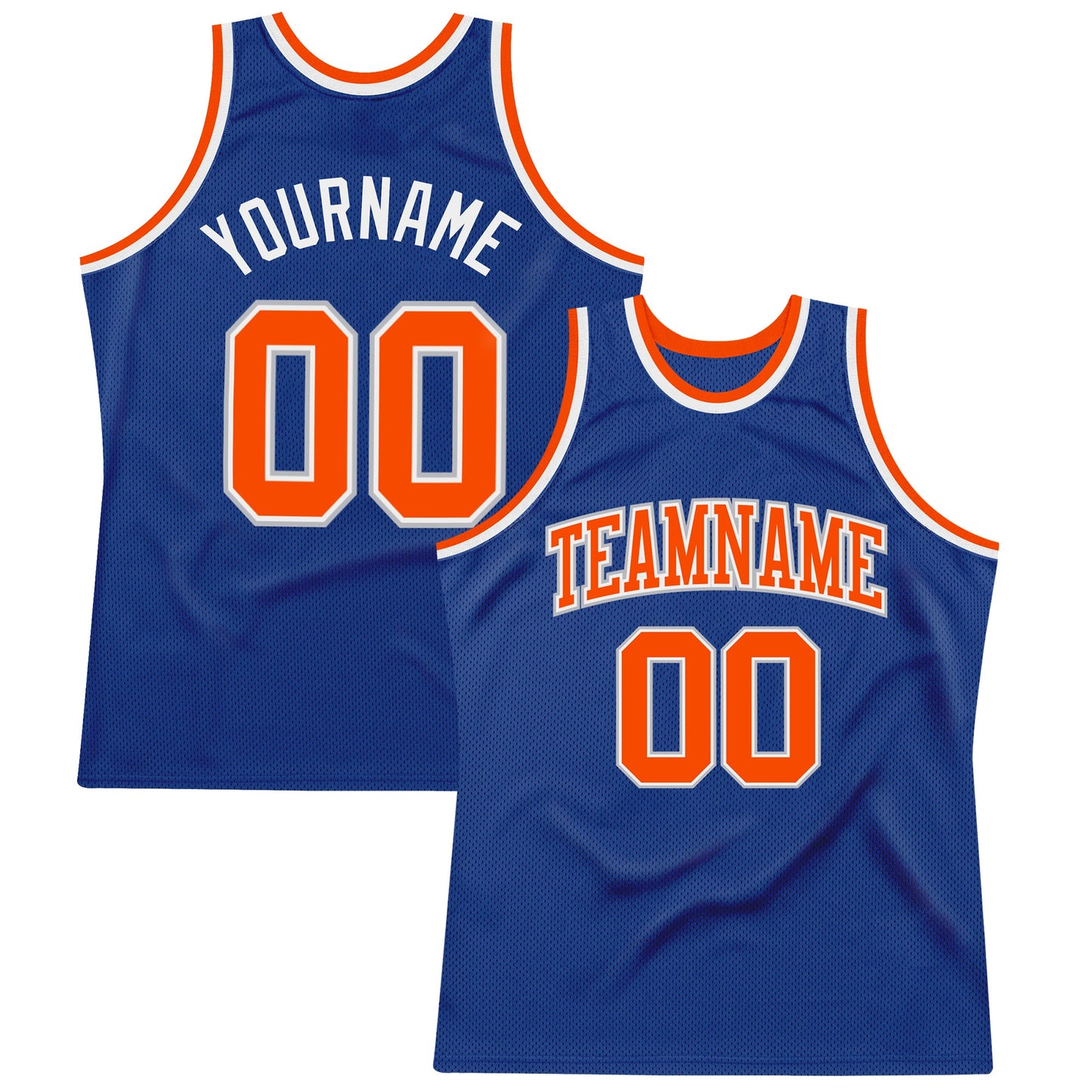 Custom Royal Orange-Gray Authentic Throwback Basketball Jersey - Main View