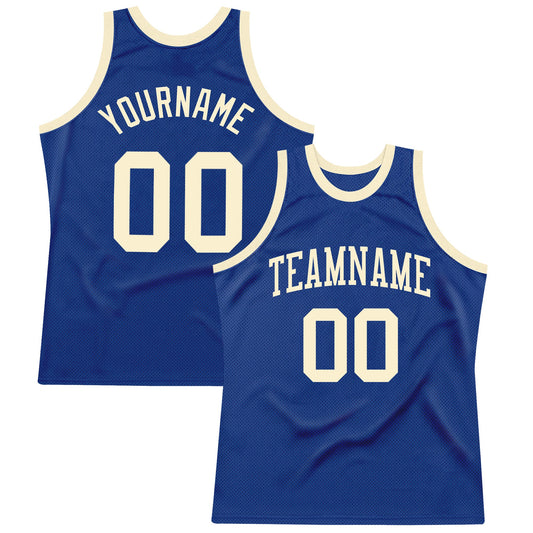 Custom Royal Cream Authentic Throwback Basketball Jersey - Main View