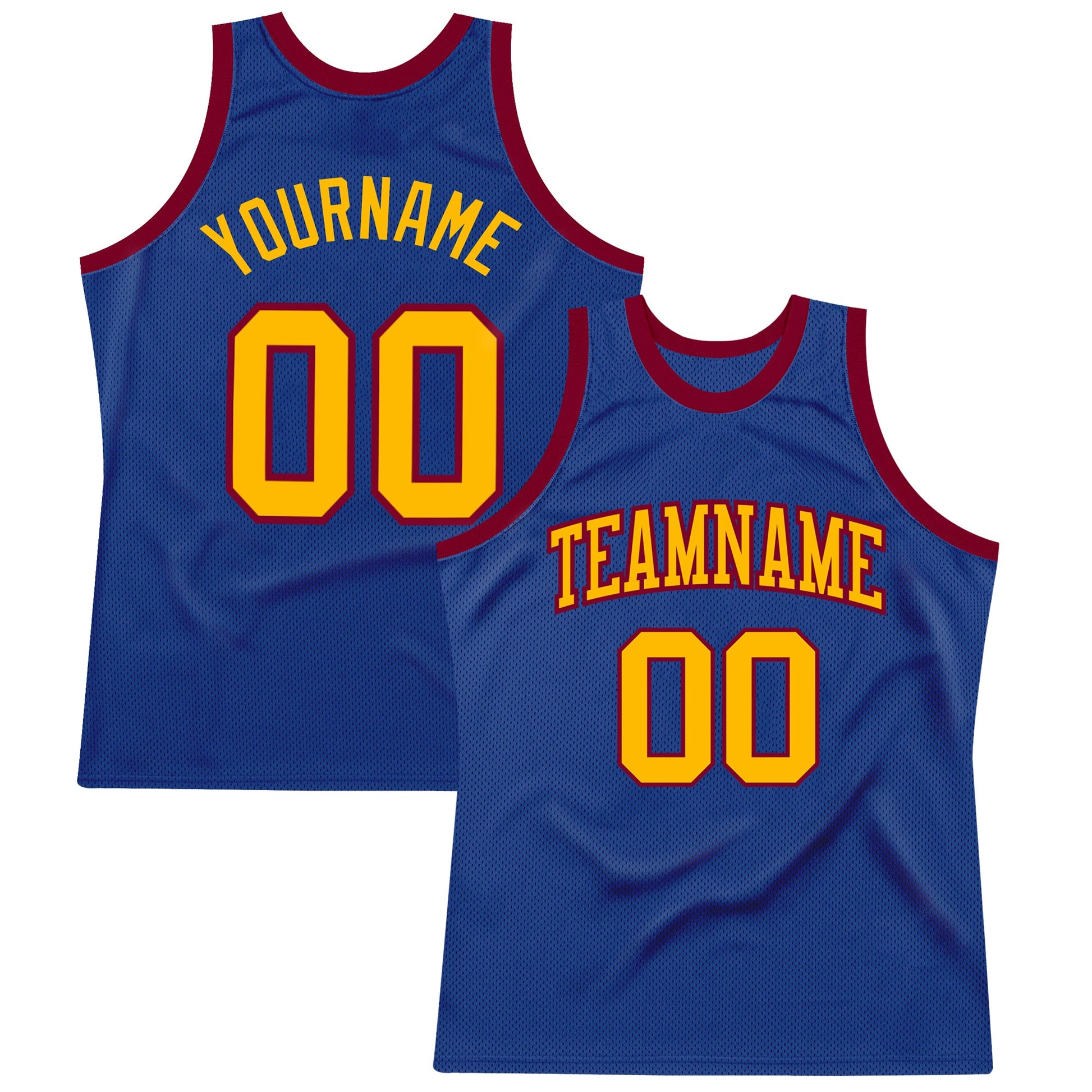 Custom Royal Gold-Maroon Authentic Throwback Basketball Jersey - Main View
