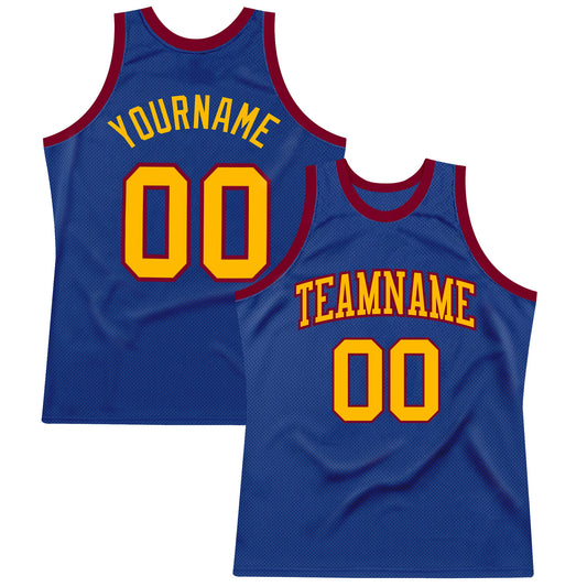 Custom Royal Gold-Maroon Authentic Throwback Basketball Jersey - Main View