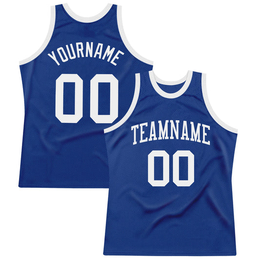 Custom Royal White Authentic Throwback Basketball Jersey - Main View