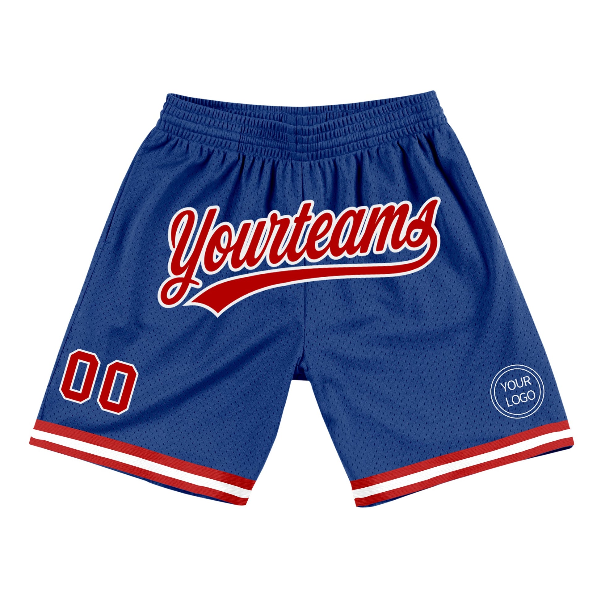 Custom Royal Red-White Authentic Throwback Basketball Shorts - Main View