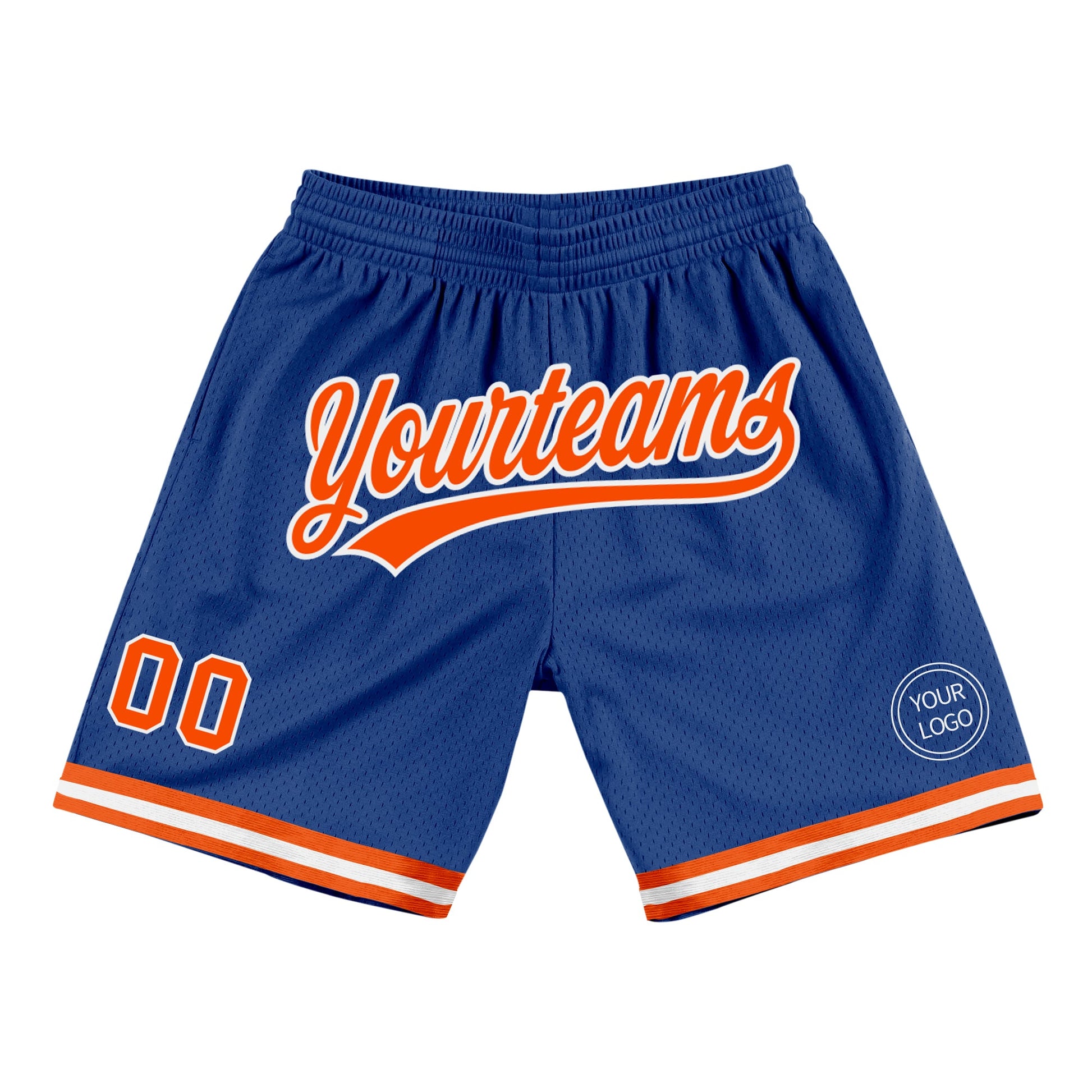 Custom Royal Orange-White Authentic Throwback Basketball Shorts - Main View