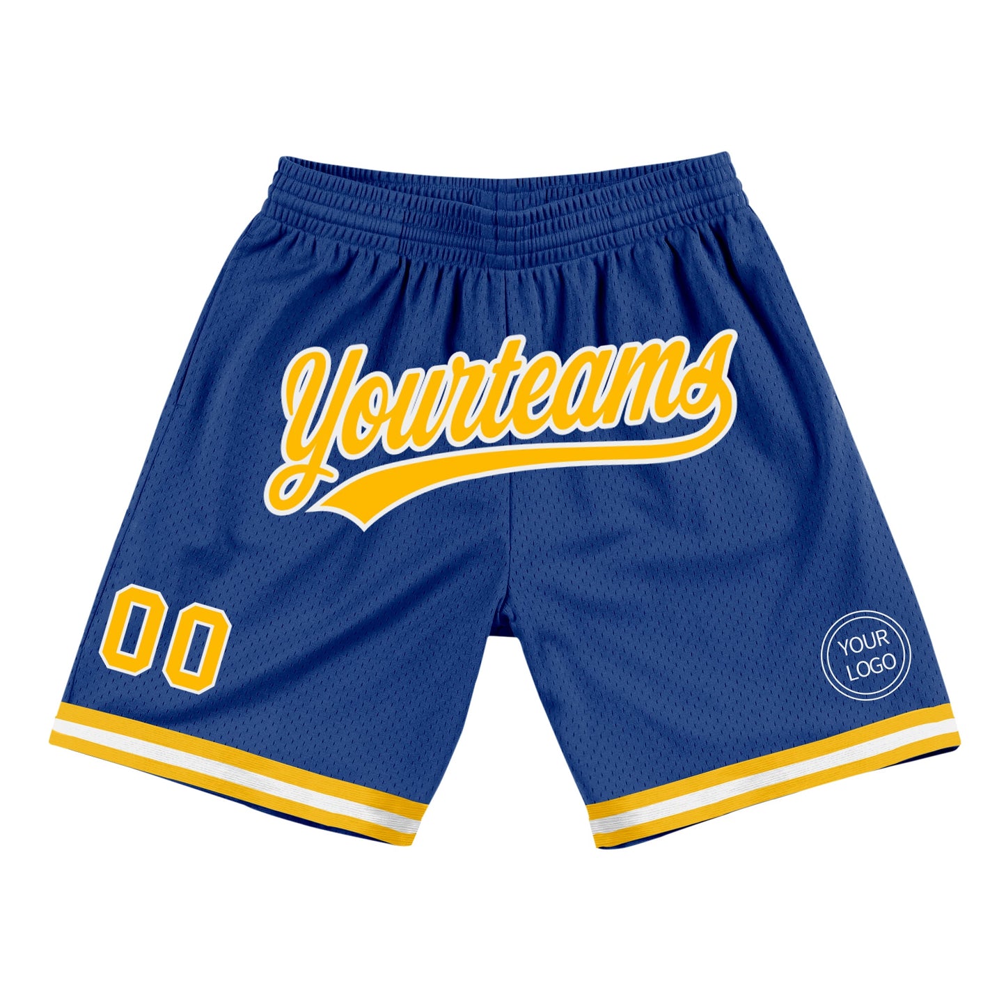 Custom Royal Gold-White Authentic Throwback Basketball Shorts - Main View