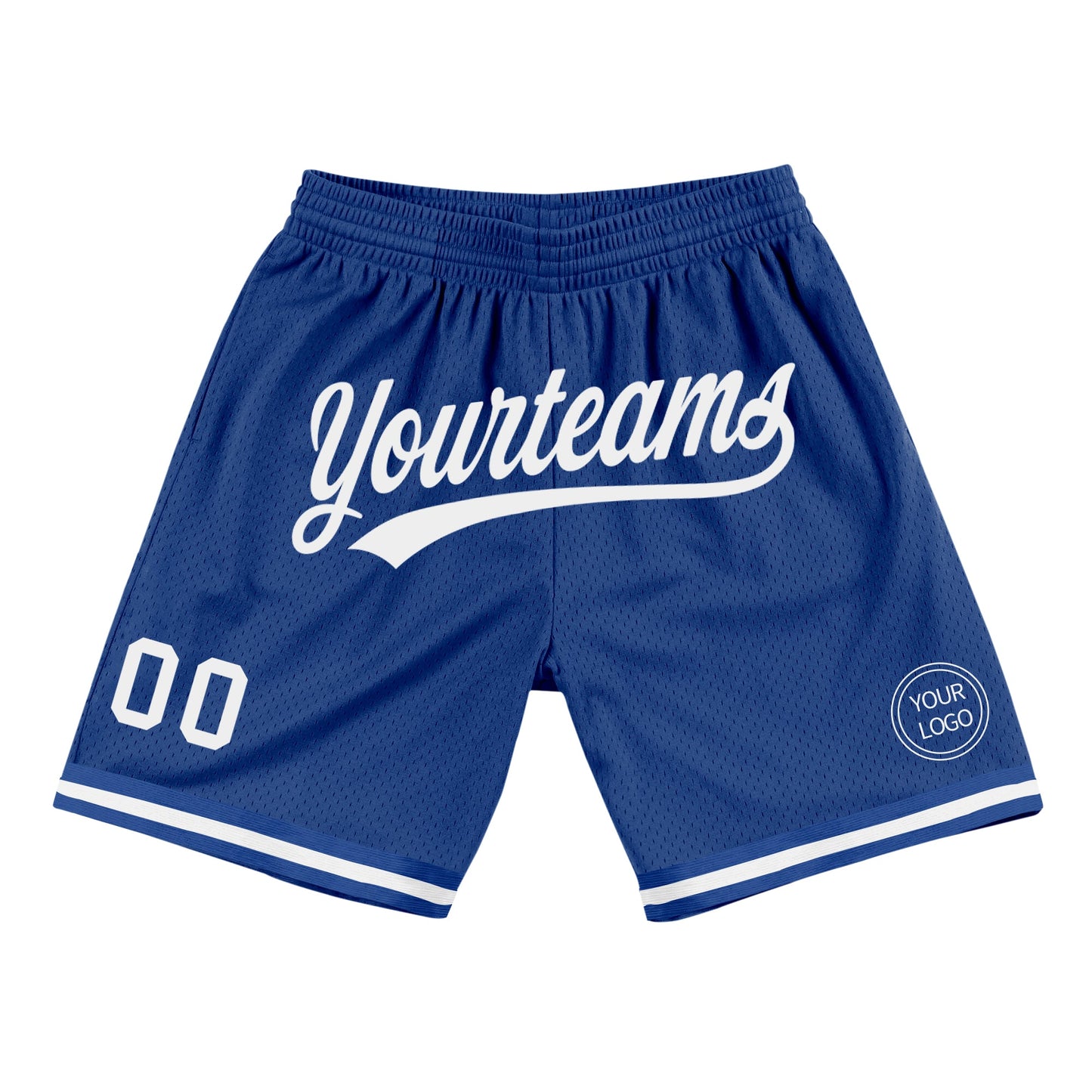 Custom Royal White Authentic Throwback Basketball Shorts - Main View