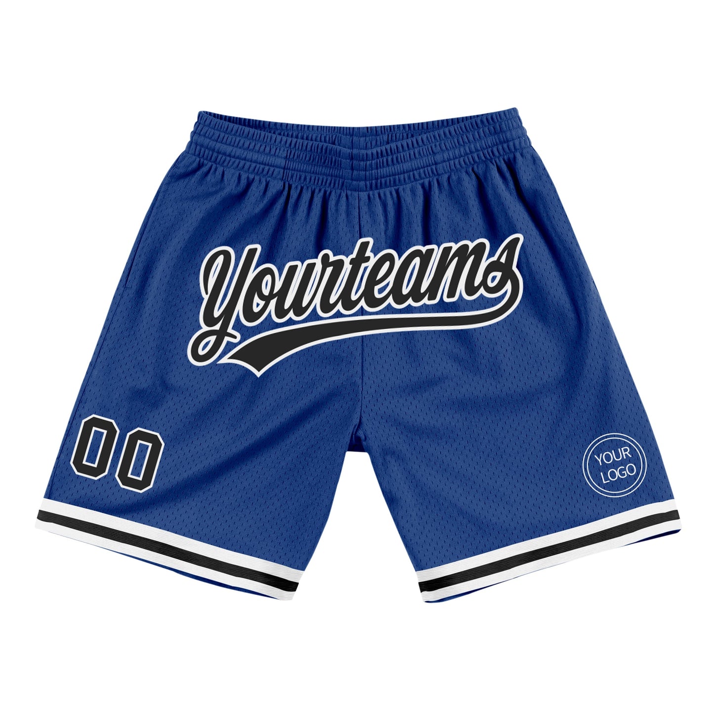 Custom Royal Black-White Authentic Throwback Basketball Shorts - Main View