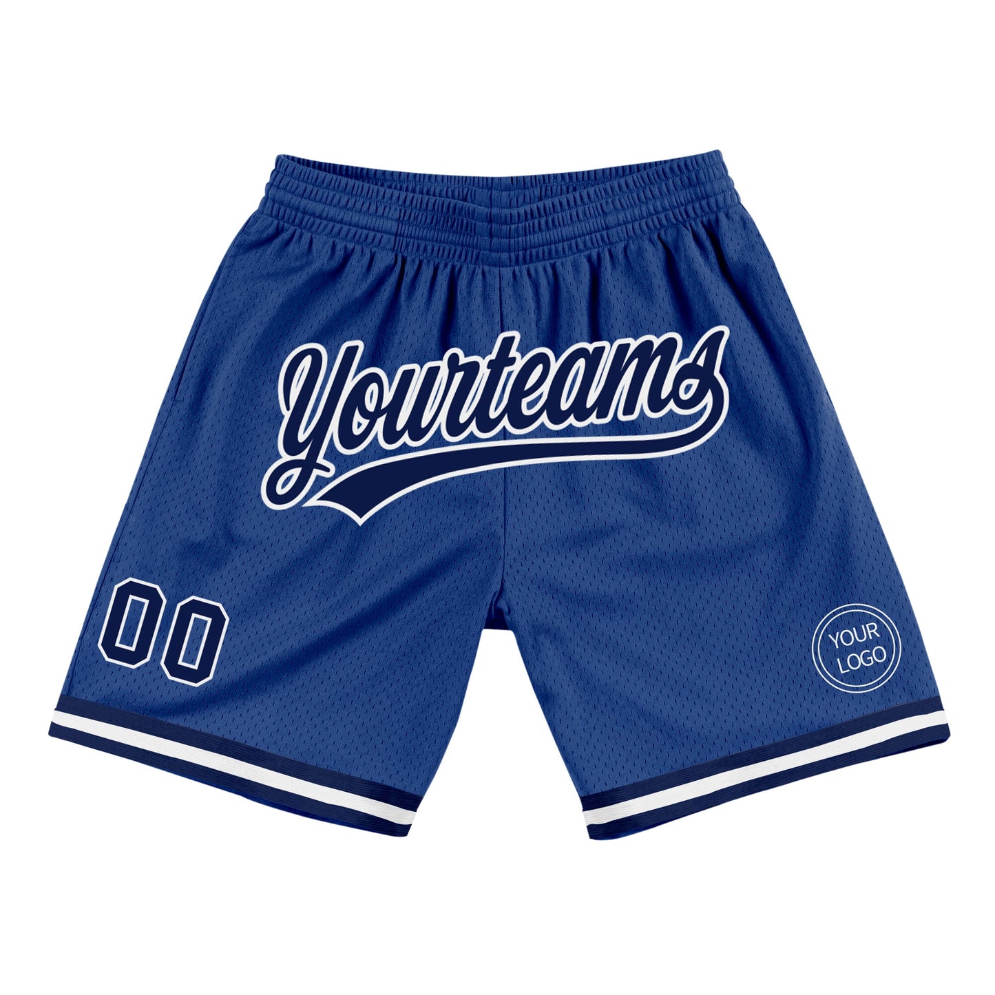 Custom Royal Navy-White Authentic Throwback Basketball Shorts - Main View