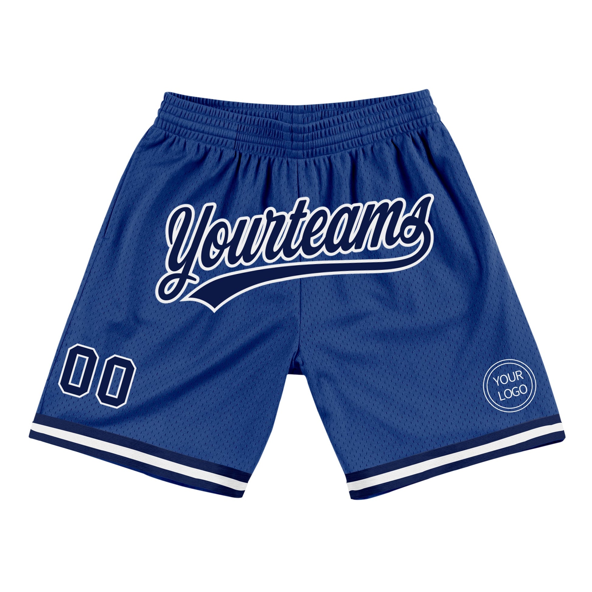 Custom Royal Navy-White Authentic Throwback Basketball Shorts - Main View