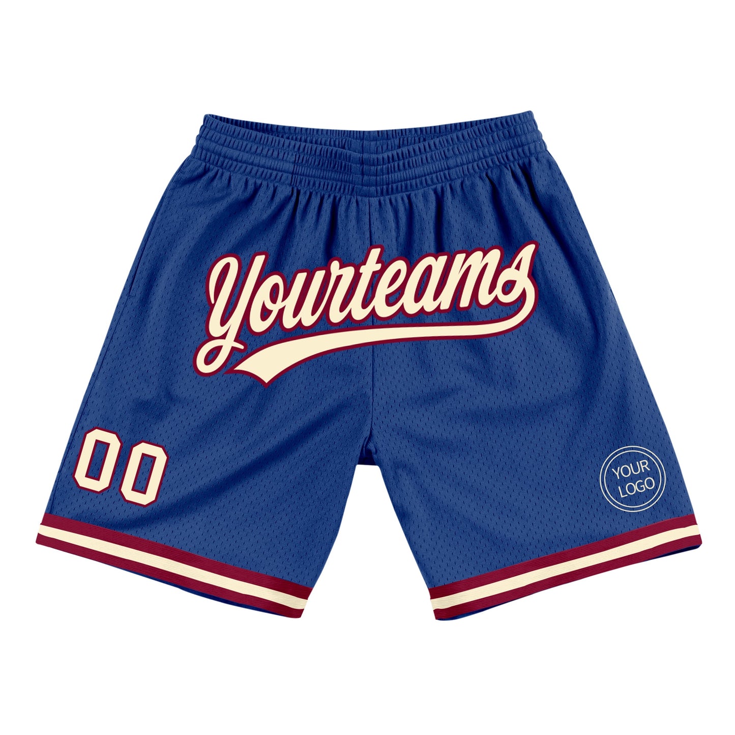 Custom Royal Cream-Maroon Authentic Throwback Basketball Shorts - Main View