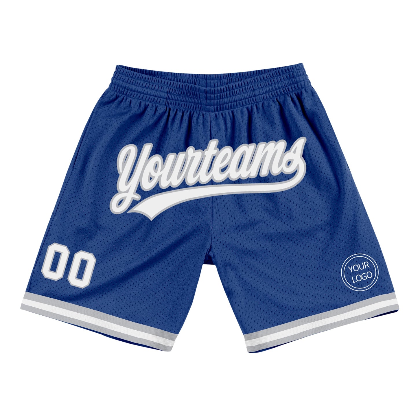 Custom Royal White-Gray Authentic Throwback Basketball Shorts - Main View