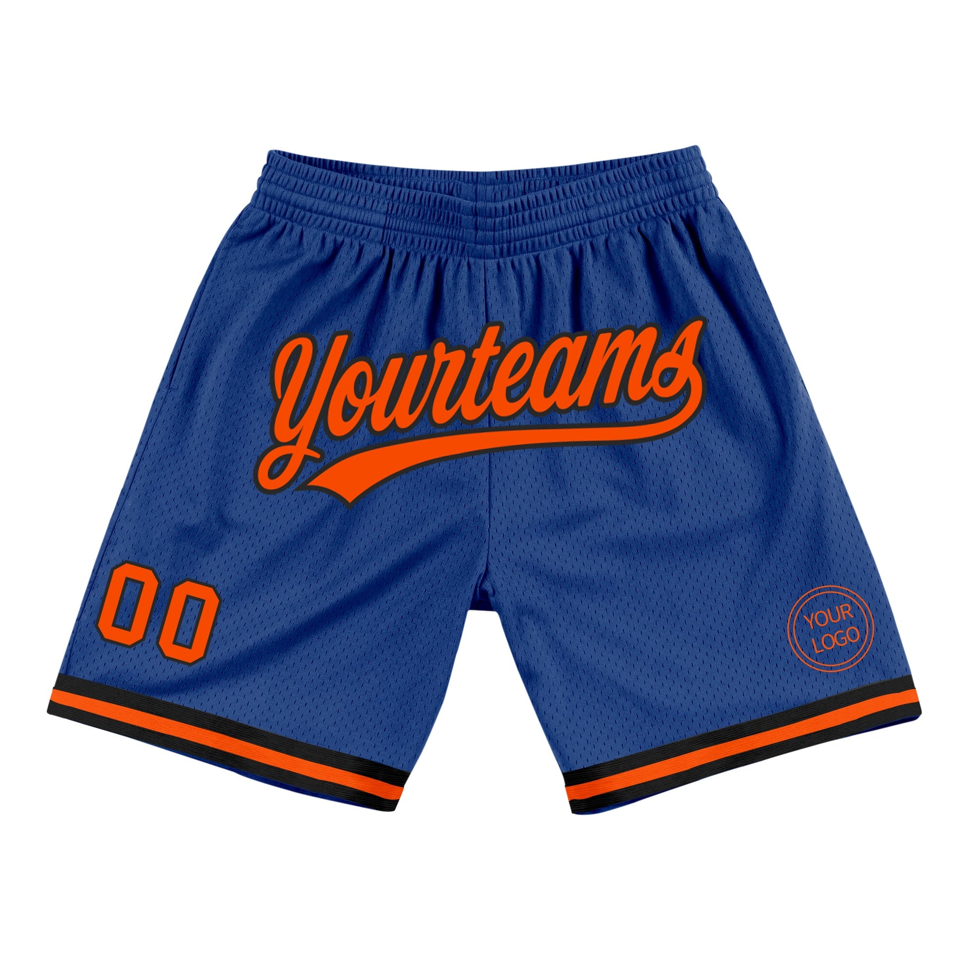 Custom Royal Orange-Black Authentic Throwback Basketball Shorts - Main View