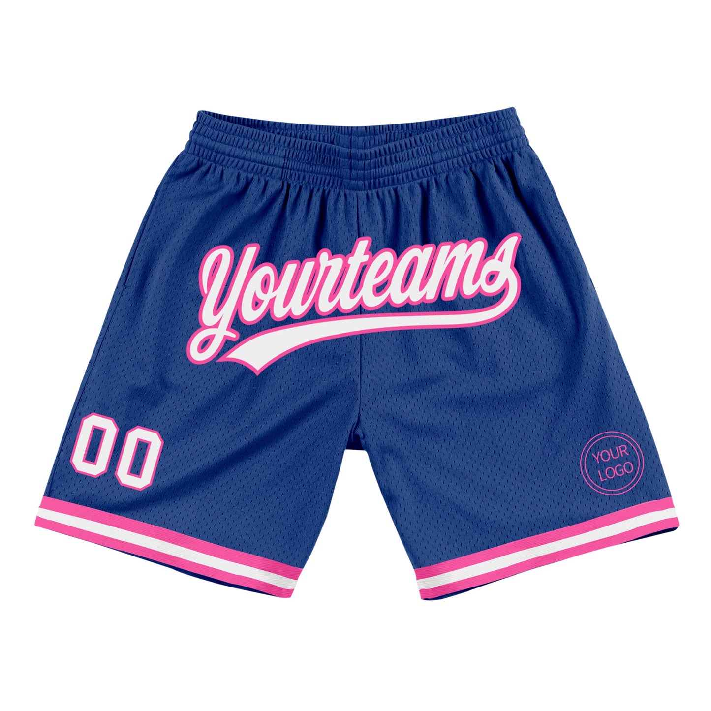 Custom Royal White-Pink Authentic Throwback Basketball Shorts - Main View