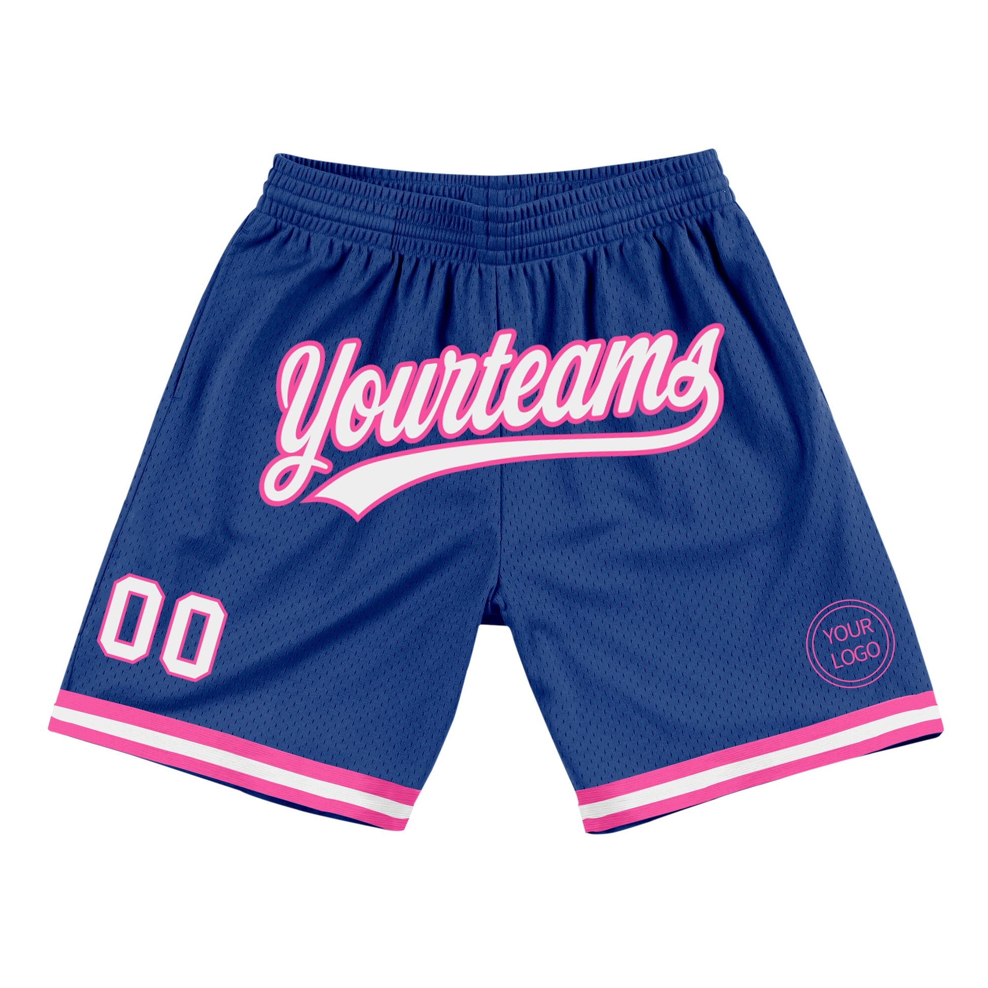 Custom Royal White-Pink Authentic Throwback Basketball Shorts - Main View