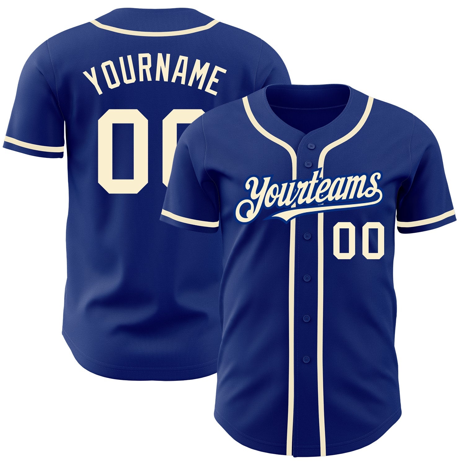 Custom Royal Cream Authentic Baseball Jersey - Main View