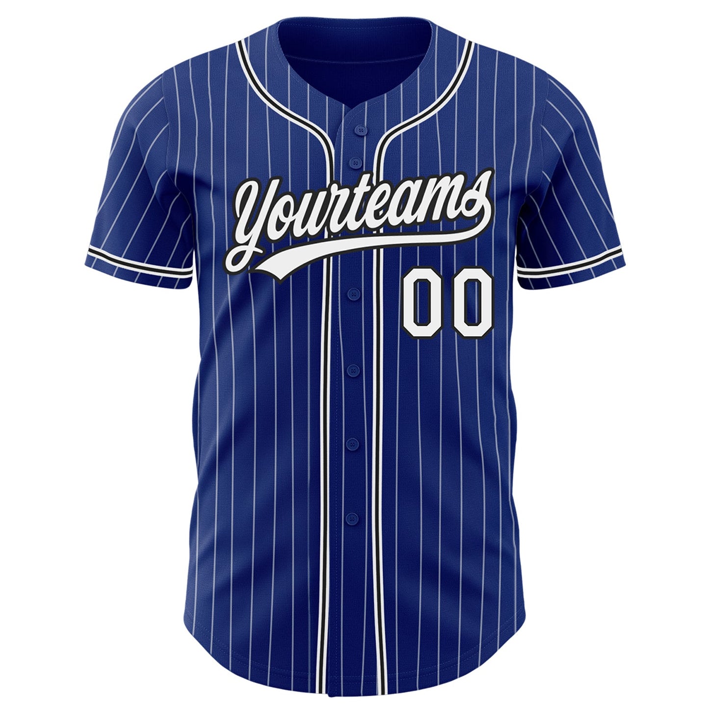 Custom Royal White Pinstripe Black Authentic Baseball Jersey view 2