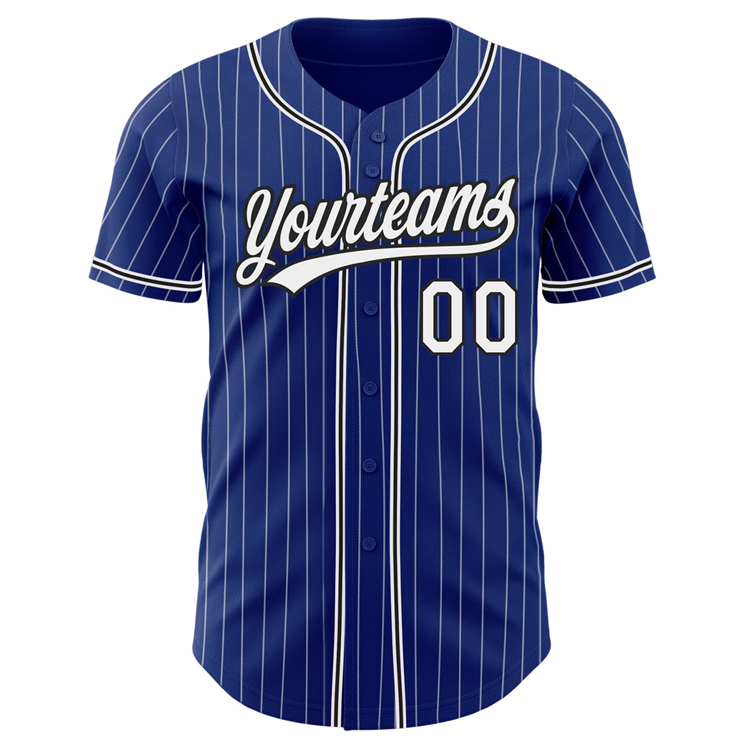 Custom Royal White Pinstripe Black Authentic Baseball Jersey view 2